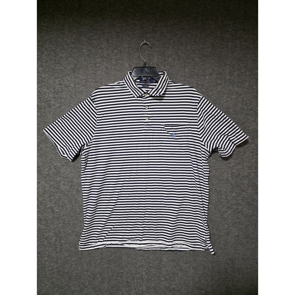Polo Ralph Lauren Classic Fit Men's Blue & White Striped Polo Shirt Size Large